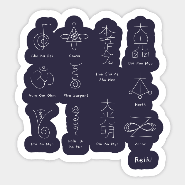 Hand drawn Reiki symbols Sticker by Mon, Symphony of Consciousness.